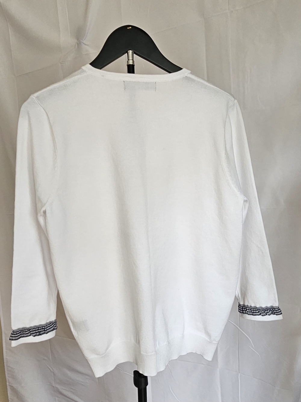 august silk White Cardigan with Black Trim - Picture 5 of 14